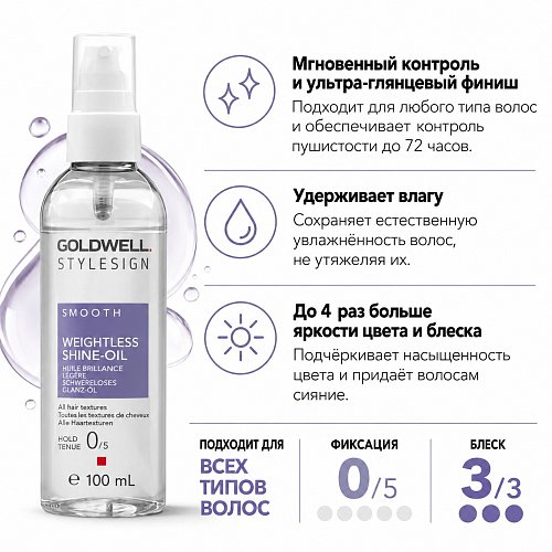 Разглаживающее масло для блеска волос - Goldwell Stylesign Smooth Weightless Shine-Oil 
